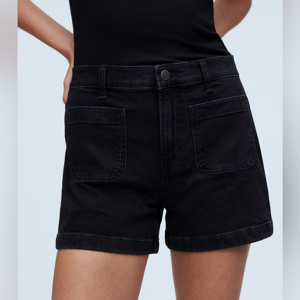 New Madewell The Denim Emmett Curvy Sailor Shorts: Patch Pocket Edition 26